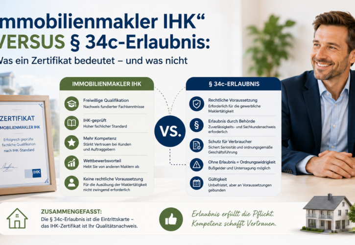 „Immobilienmakler IHK“ versus § 34c-Erlaubnis: Was ein Zertifikat bedeutet – und was nicht