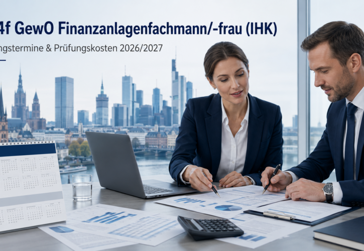 Prüfungstermine und Kosten für § 34f GewO Finanzanlagenfachmann/-frau (IHK)