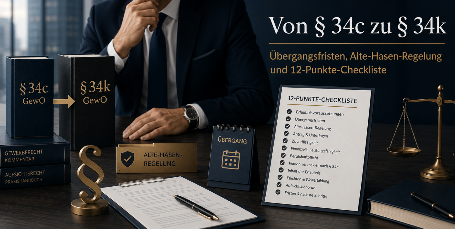 Von § 34c zu § 34k: Übergangsfristen, Alte-Hasen-Regelung und 12-Punkte-Checkliste