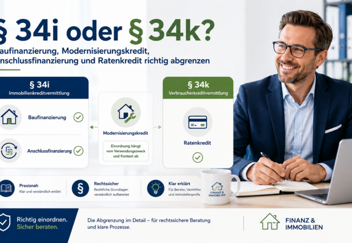 § 34i oder § 34k? Baufinanzierung, Modernisierungskredit, Anschlussfinanzierung und Ratenkredit richtig abgrenzen