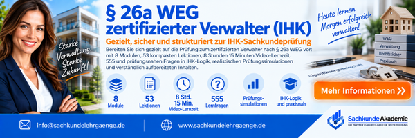 26a WEG Sachkundevorbereitung zum zertifizierter Verwalter (IHK) – 600 × 200 px
