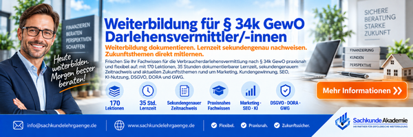 34k GewO Weiterbildung für Darlehensvermittler – 600 × 200 px